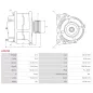 Alternateur 12V 70Amp AS-PL A0829S, UD21171A, BOSCH 0120334625, 0986044940, 9120334625