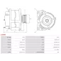 Alternateur 12V 110Amp AS-PL A2066, UD11340A, BOSCH 0986048301, CARGO 114121, HELLA 8EL012426-131