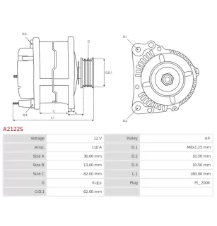 Alternateur 12V 110A Hitachi UD21074A LR1110-718