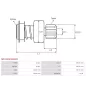 Pignon / lanceur démarreur pour VALEO D6GS14, D6GS14M, TS12ER20, TS12ER25