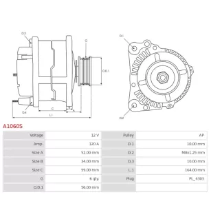 Alternateur 12V 120A Delco UD17141A 96627030