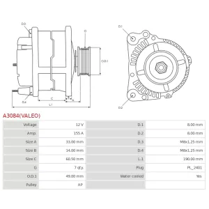 Alternateur 12V 155A Bosch 0986049450 113994