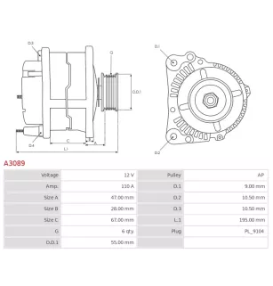 Alternateur 12V 110A Magneti Marelli 0986042201 112679