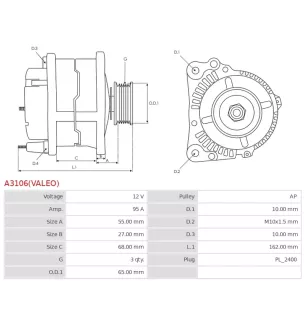 Alternateur 12V 95A Bosch 0986080960 115549