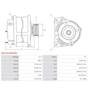 Alternateur 12V 180A 12317792878 12317797523