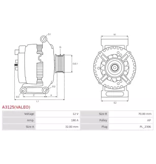 Alternateur 12V 180Amp DELCO DRA1776, MERCEDES 0009067802, 000906780280, 9067802, 906780280