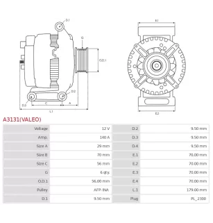 Alternateur 12V 140A Prestolite 114722 A1073V