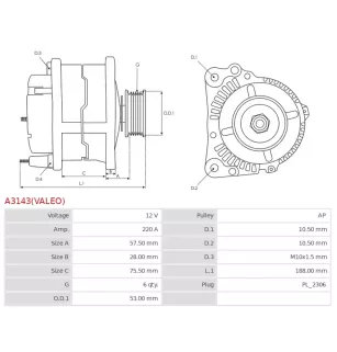 Alternateur 12V 220A 12317616121 12318570675