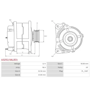 Alternateur 12V 90A Delco UD02544A DRA0975