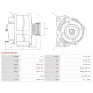 Alternateur 12V 120Amp AS-PL UD02599A, BOSCH 0986045241, CARGO 113245, DELCO DRA4186, DRA4208