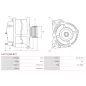 Alternateur 12V 95Amp AS-PL UD02598A, HYUNDAI / KIA 52810-51160, MITSUBISHI A2TB0491, A2TB0491A, A2TB3891