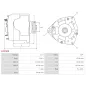 Alternateur 12V 120Amp AS-PL A3190S, UD20824A, CARGO 115583, 116183, DELCO DA2485