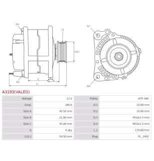 Alternateur 12V 180A Bosch 0986082510 115475