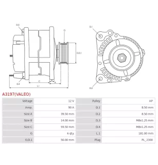 Alternateur 12V 90A Bosch 0124325013 0124325150
