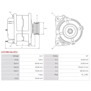 Alternateur 12V 150A Cargo 12317800308 12317802928