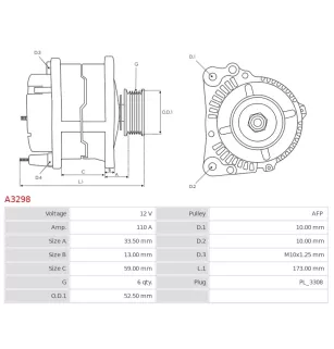 Alternateur 12V 110A Nissan UD12134A UD19298A