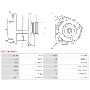 Alternateur 12V 150A Bosch 0986082240 115364