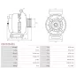 Alternateur 12V 120Amp AS-PL UD809290(VALEO)A, BOSCH 0986083250, CARGO 115384, DENSO DAN997, FIAT 51829383