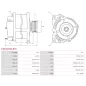 Alternateur 12V 120Amp AS-PL UD02011A, DELCO DRA0224, HYUNDAI / KIA 37300-39450, 37300-39800, MAGNETI MARELLI 63532618