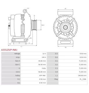 Alternateur 12V 140A Bosch A3312S UD18614A
