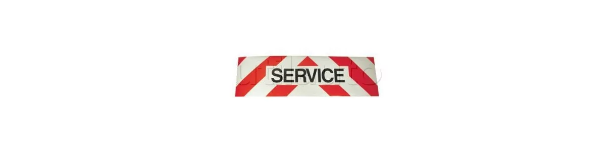 Service signs: adhesive, aluminum